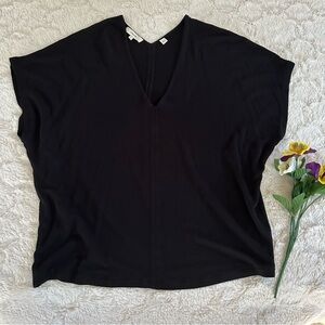 Vince Black Batwing Short Sleeved V-Neck Shirt